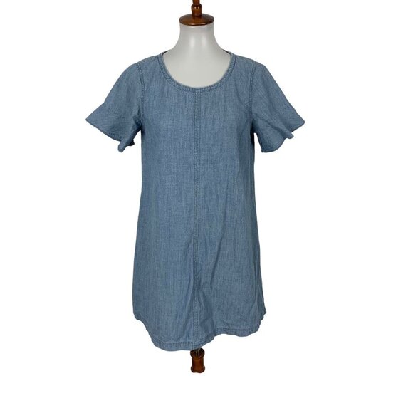 Madewell Mini Dress Small Blue Casual Cotton Short Sleeve Pockets Summer - Picture 1 of 6